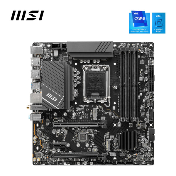 MSI B760 GAMING PLUS WIFI DDR4 Motherboard, ATX - Supports Intel 14th, 13th & 12th Gen Core Processors, LGA 1700 - DDR4 Memory Boost 5333+MHz/OC, 1x PCIe 4.0 x16, 2 x M.2 Gen4, 2.5G LAN, Wi-Fi 6E