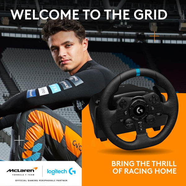 Logitech G G923 Racing Wheel and Pedals, TRUEFORCE up to 1000 Hz Force Feedback, Responsive Driving Design, Dual Clutch Launch Control, Genuine Leather Wheel Cover, for PS5, PS4, PC, Mac - Black