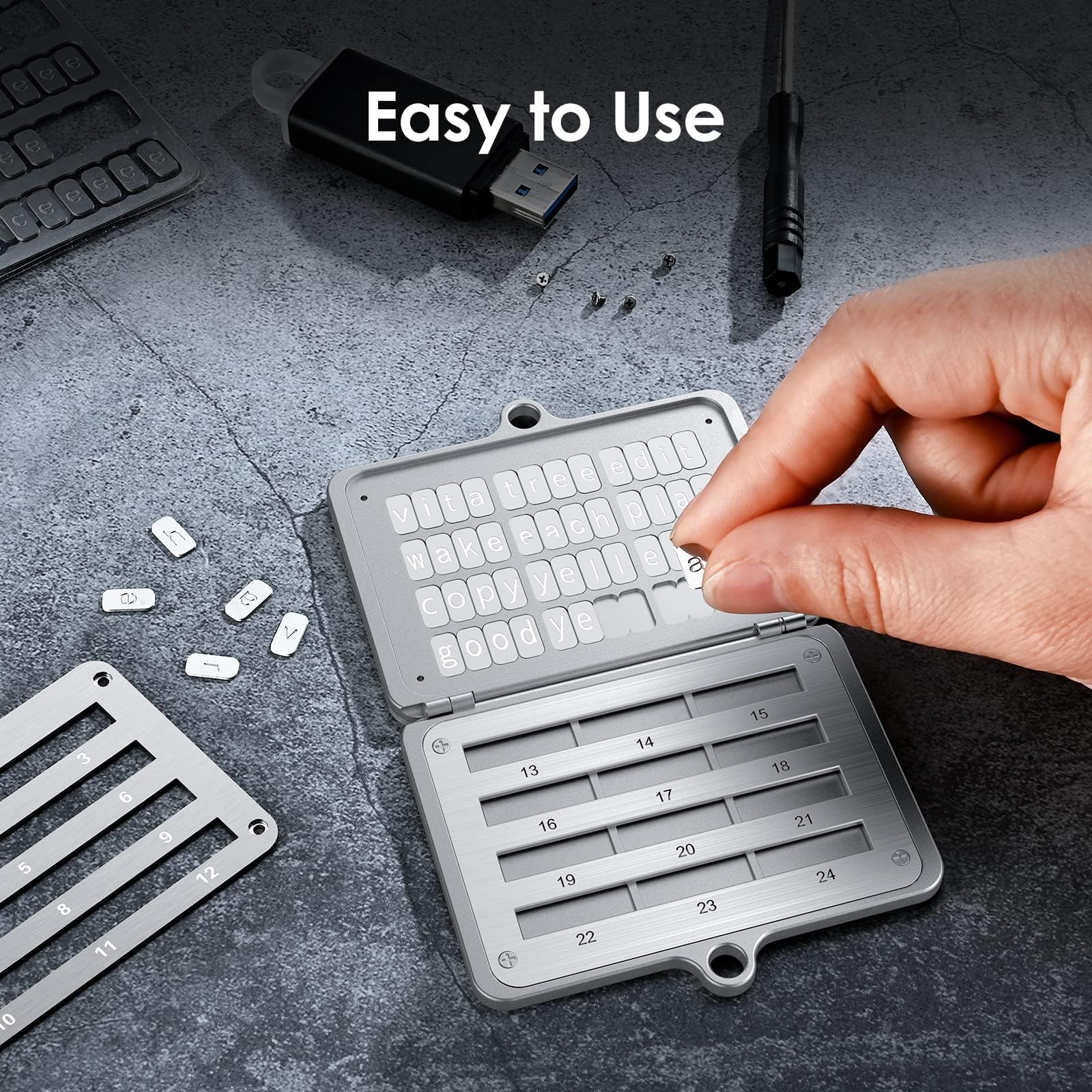 ELLIPAL Crypto Seed Phrase Backup, 316 Stainless Steel Metal Seed Phrase Storage with Lock Hole, 24 Words Backup, Compatible with BIP39 Hardware