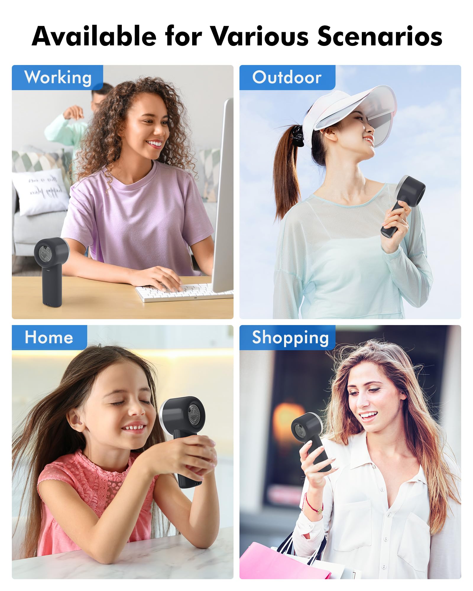 WHATOOK Handheld Fan, 2024 High Speed Cooling Turbo Mini Portable Rechargeable Fan with LED Display/2H Fast charging, Personal Small Stylish 5 Speeds Fan for Man Outdoor Beach Travel Vacation