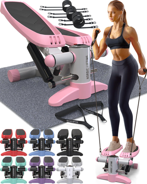 Nordic Lifting Mini Stepper & Stair Climber Machine - w/Resistance Bands Set & Non-Slip Foot Pads - Durable Construction with 330 LBS Weight Capacity
