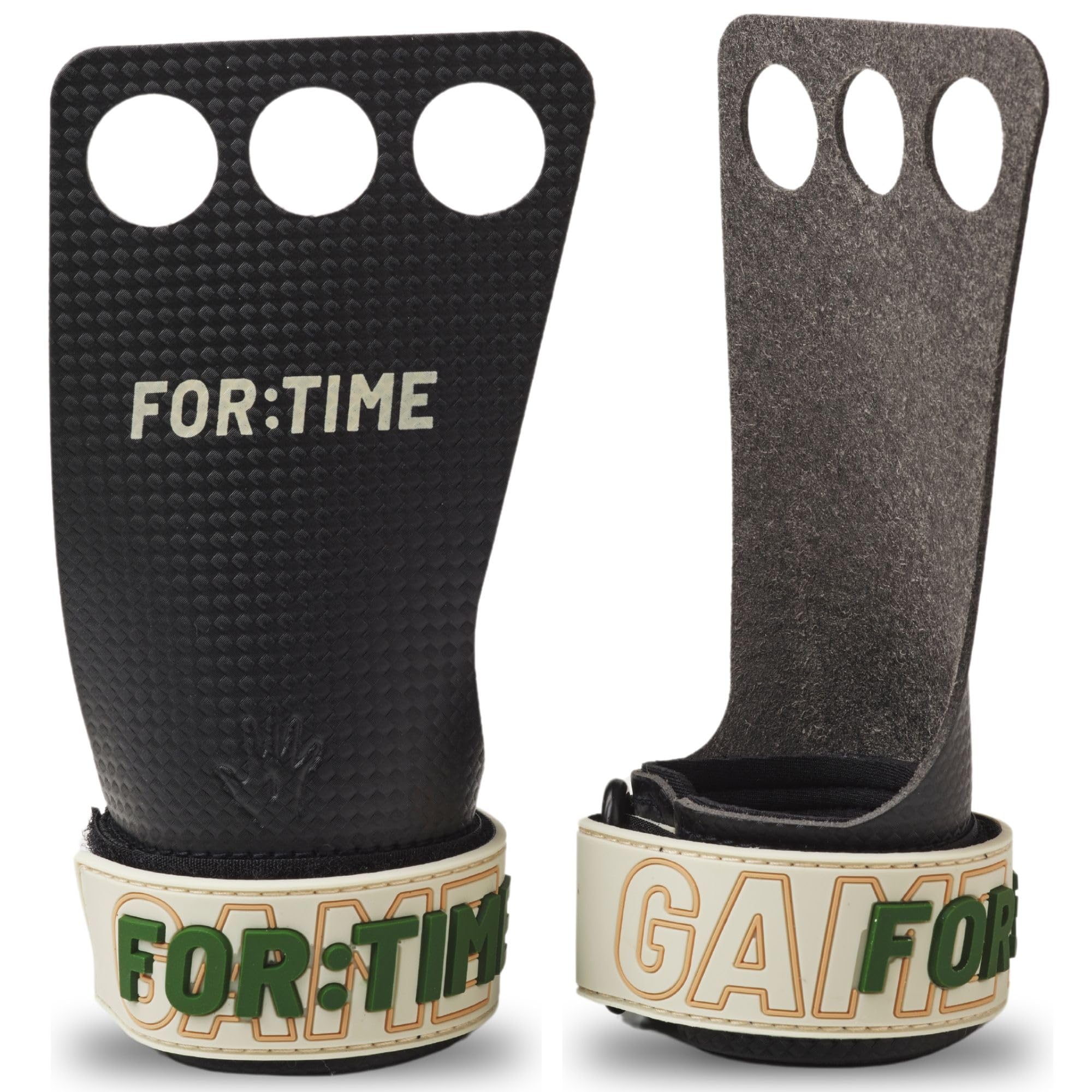 FOR:TIME FITNESS Hand Grips for CrossFit Grips, Pull Up Grips - Ultra Sticky Carbon Fibre Gym Grips with Wrist Support - Gymnastics Bar Grips and Gym