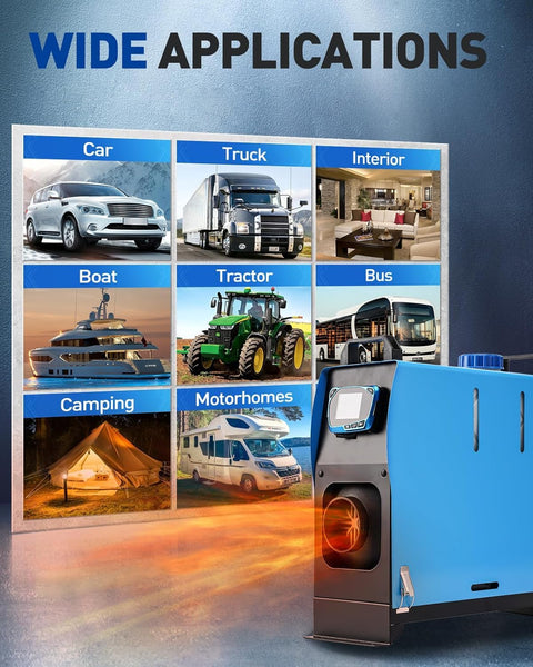 ShockFlo 12V 5KW Diesel Air Heater, All in One Parking Heater Kit with Remote Control, Silencer and LCD Display, Fast Heating, for RV Truck, Motorhomes, Boat, Bus, Car Trailer, Caravans