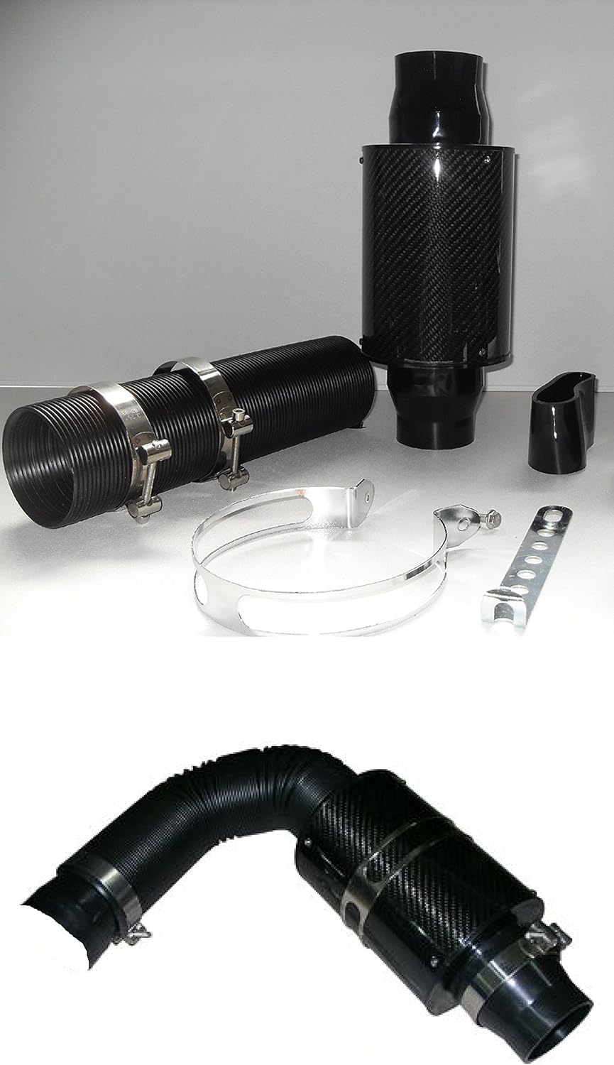 AutoStyle Universal Air filter system Carbon incl. 1m Hose/Turbo/2 Adapters 76mm/63.5mm