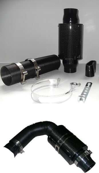 AutoStyle Universal Air filter system Carbon incl. 1m Hose/Turbo/2 Adapters 76mm/63.5mm