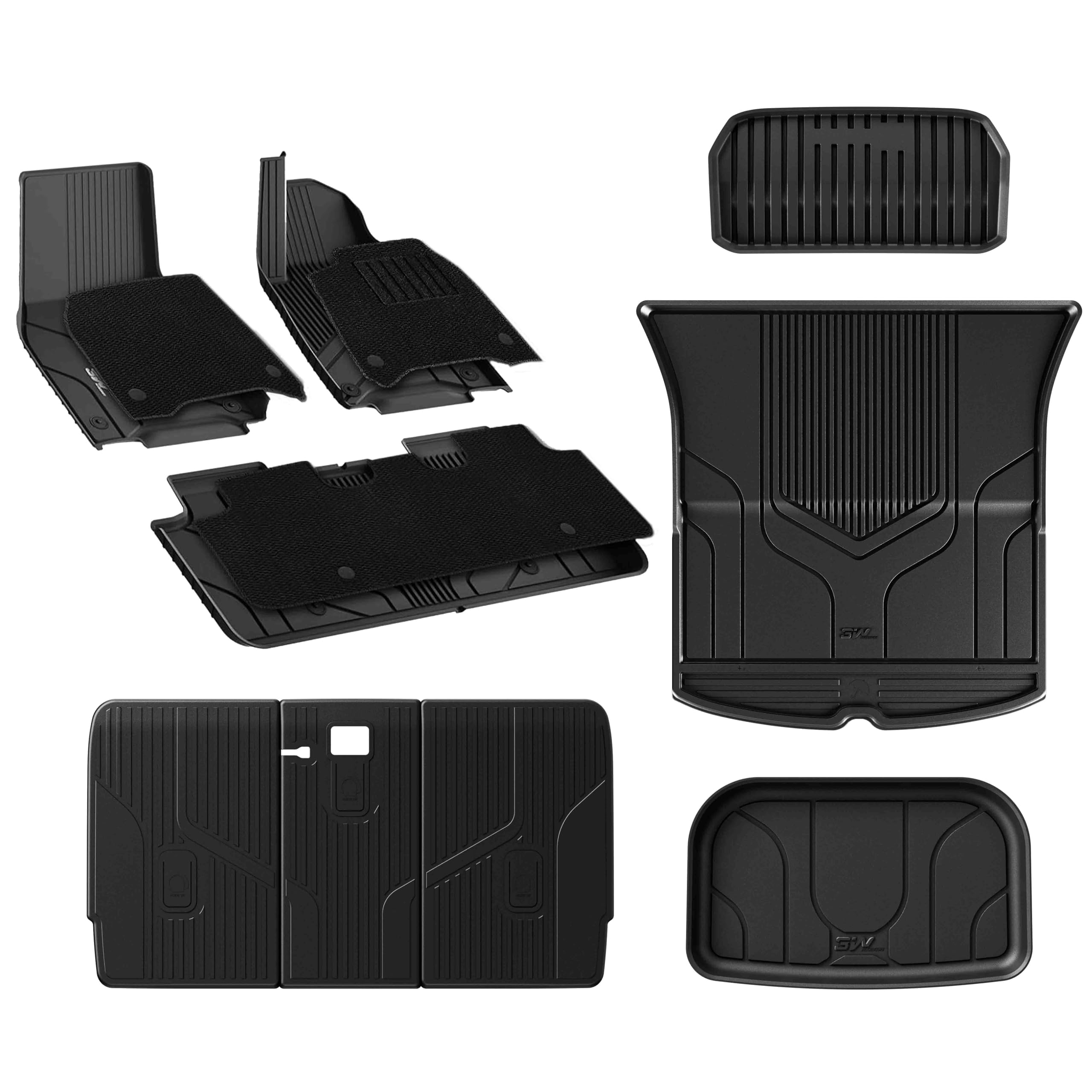 3W 9 Piece Set Floor Mats & Boot Liner & Seat Back Cover Fit for Tesla Model Y 2021-2024, All Weather Dog Friendly TPE Car Mats Anti-slip Heavy Duty Tesla Accessories (Not for Model Y Juniper)