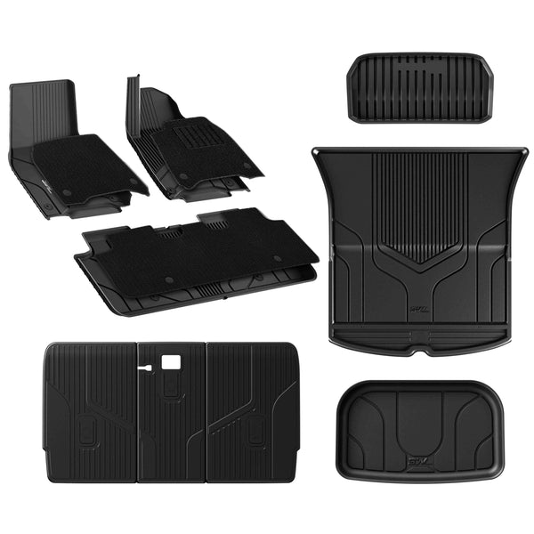 3W 9 Piece Set Floor Mats & Boot Liner & Seat Back Cover Fit for Tesla Model Y 2021-2024, All Weather Dog Friendly TPE Car Mats Anti-slip Heavy Duty Tesla Accessories (Not for Model Y Juniper)