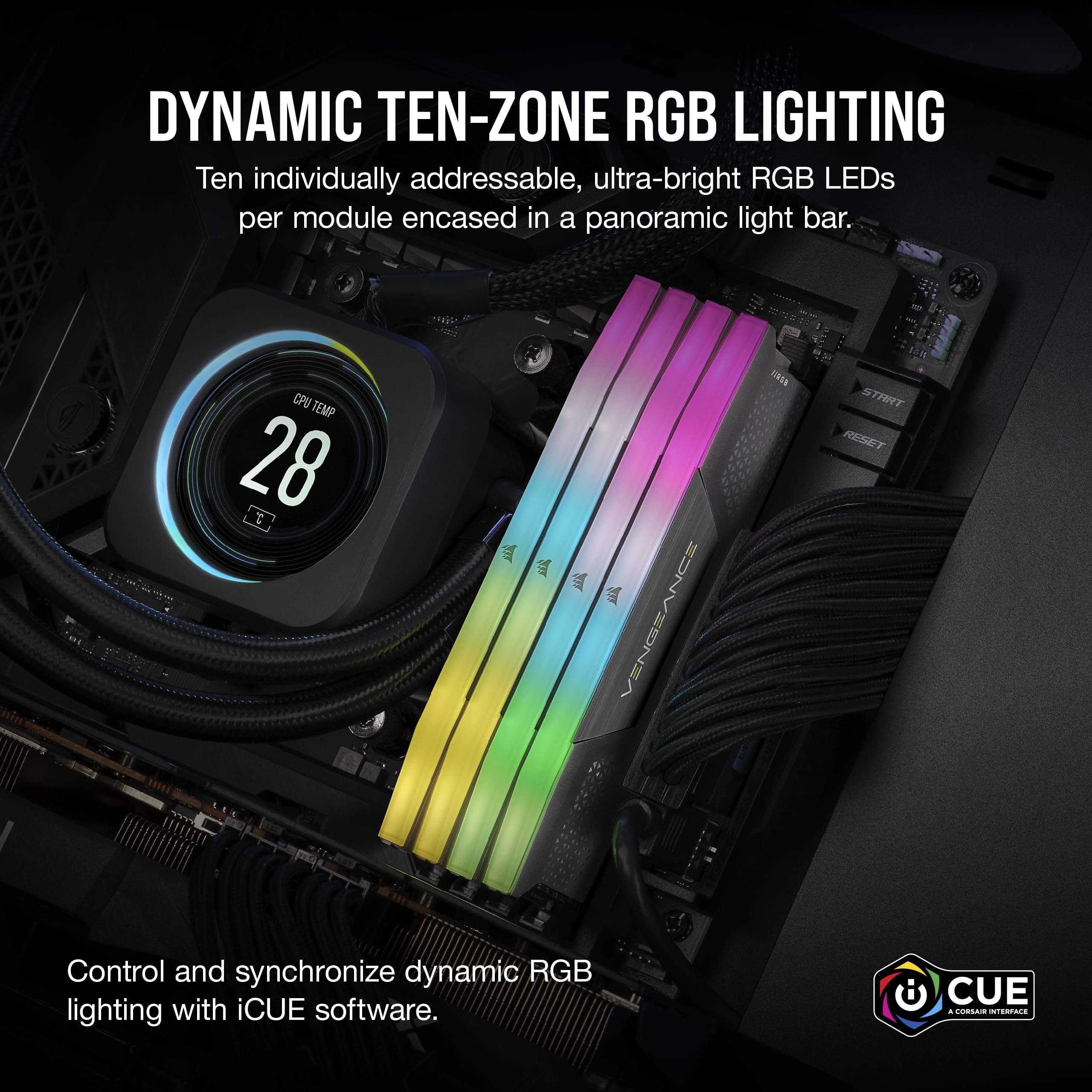 CORSAIR VENGEANCE RGB DDR5 32GB (2x16GB) DDR5 6000MHz CL30 AMD EXPO Intel XMP iCUE Compatible Computer Memory – Gray (CMH32GX5M2B6000Z30K)