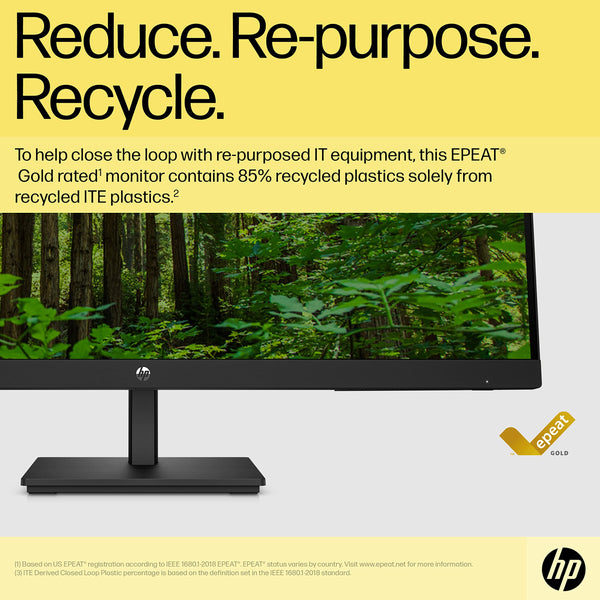 HP 24 Inch FHD Monitor | Full HD VA LCD Display | 75hz Refresh Rate | 250 Nits Brightness | 3000:1 Contrast Ratio | AMD FreeSync Technology | Adjustable Tilt | 1x HDMI 1.4, 1x VGA | Black | V24v G5