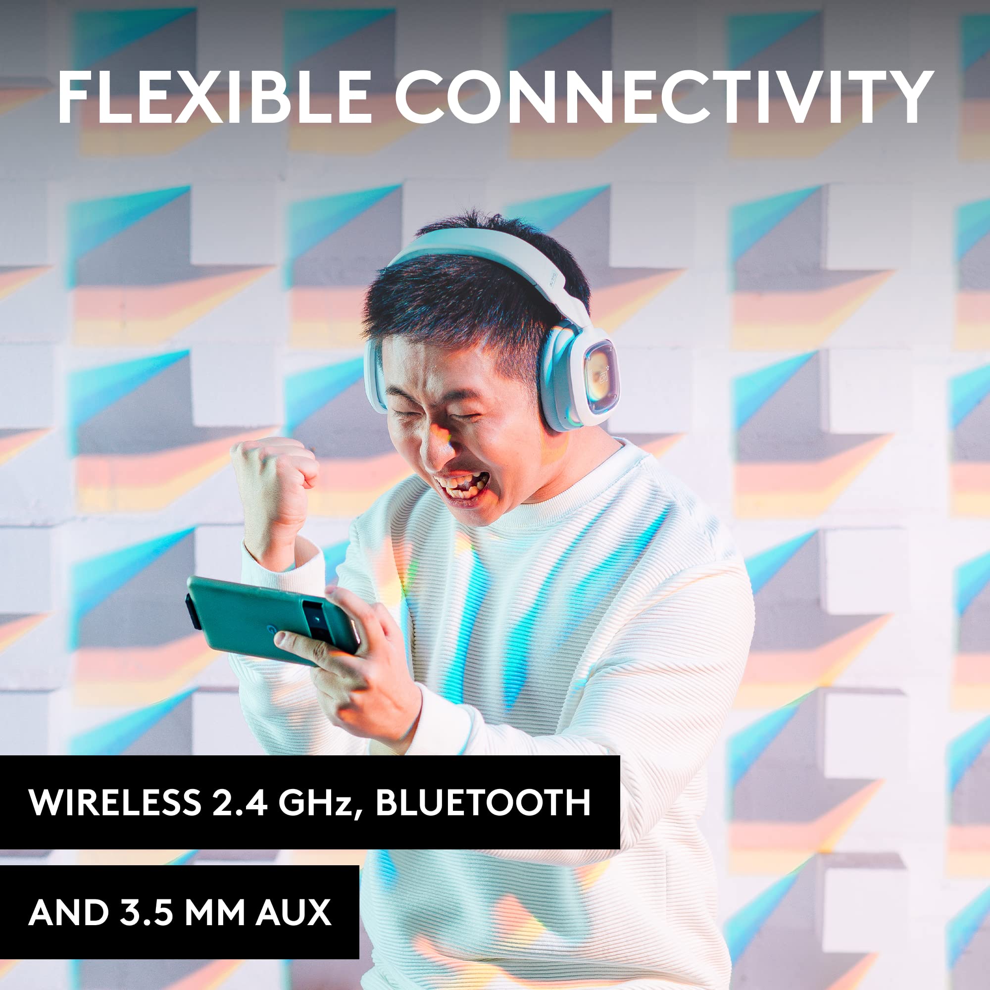 Logitech G Astro A30 LIGHTSPEED Wireless Gaming Headset, Bluetooth enabled, Dolby Atmos, Detachable Boom, 27h battery, USBC charging, for PS5, PS4, Xbox, Nintendo Switch, PC, Android - White