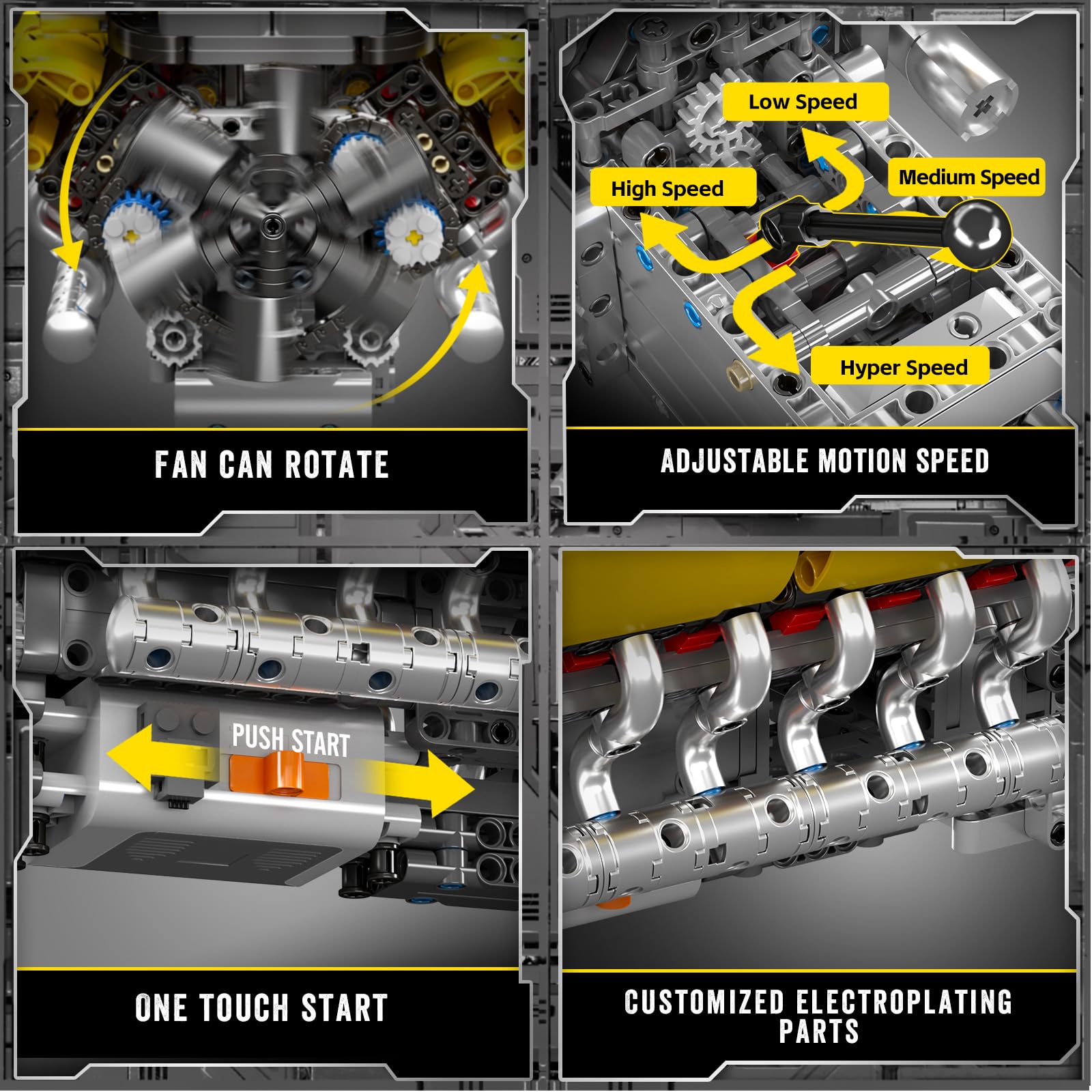 Mould King 10193 Engine Building Blocks Toy Kit, Boxer Engine Clamping Blocks Construction Kit Model, Toy Gift Collectibles for Adults Boys Girls(609 Pieces)