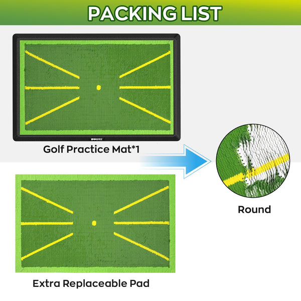 IMAYCC Golf Mat 2Pics Replaceable Hitting Practice Mat with Antislip Rubber Base for Analysing Swing Path Training Indoor Outdoor,Nice Gift for Golf