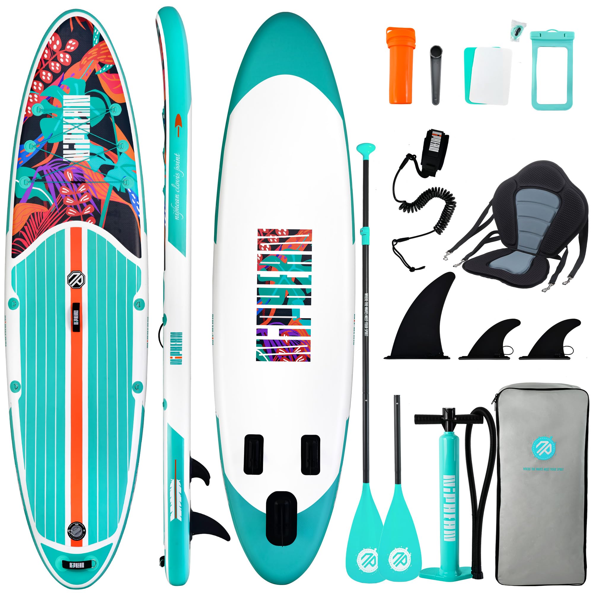 Niphean Inflatable Paddle Boards for Adults with All Accessories, 320cm Stand Up Paddle Board for All Skill Levels, SUP with 200kg Weight Capacity for 2 People, Inflatable Paddleboard with Seat