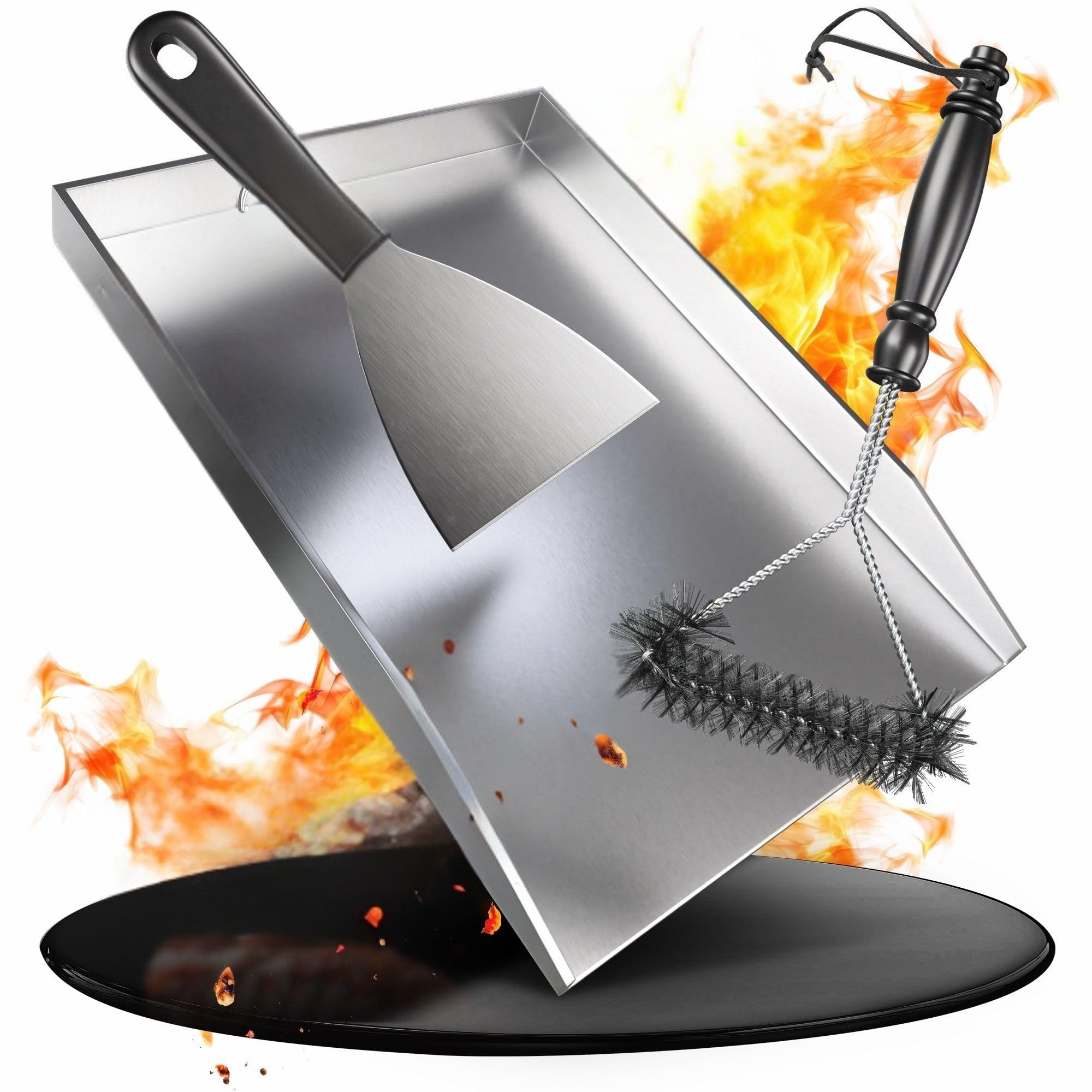 valuents? Grill Plate - Plancha Grill Plate Made of Thick & Rustproof Stainless Steel - 44.5 x 26 cm - Suitable for BBQ Gas Grill & Charcoal Grill +