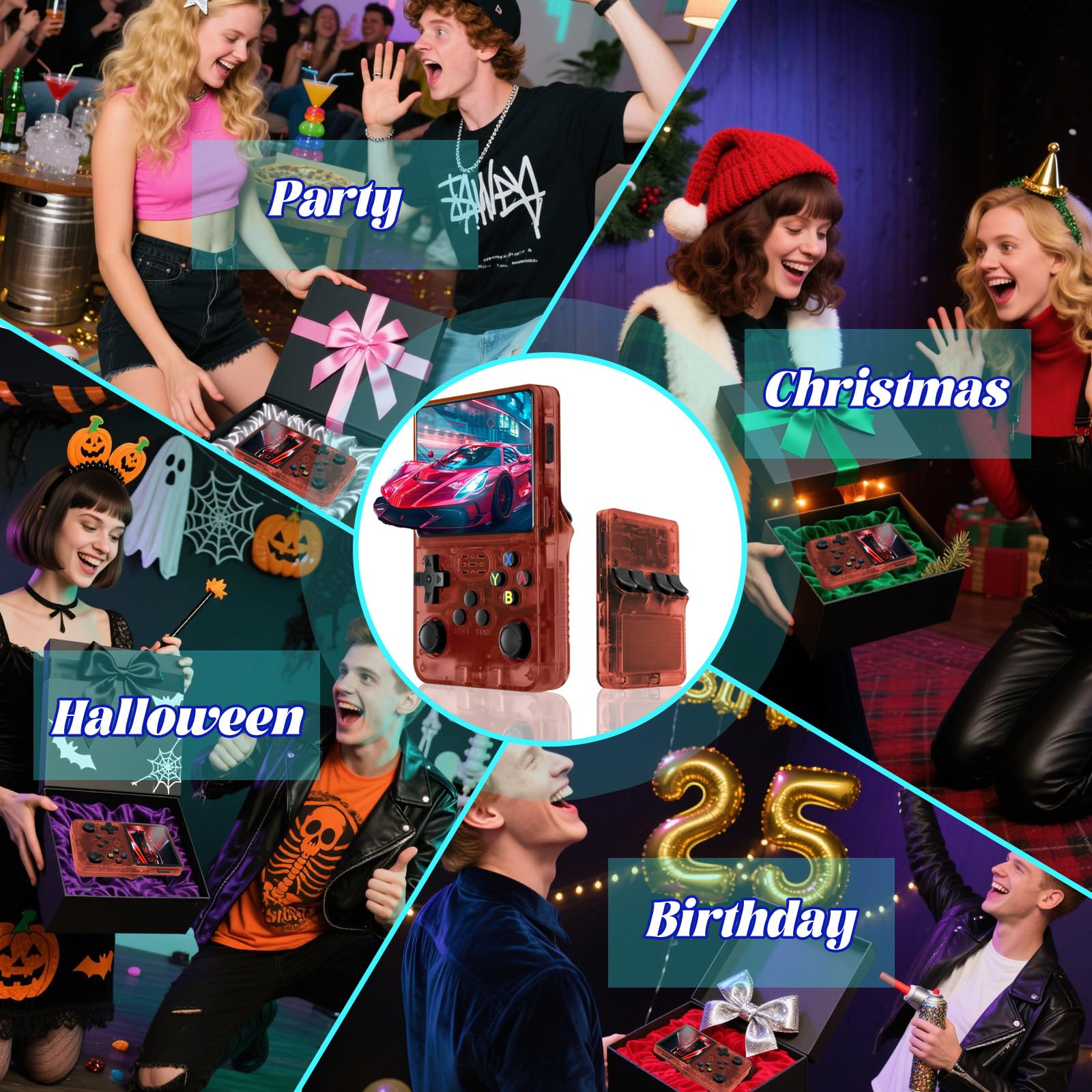 Blidinner R36S Retro Handheld Games Console -With Open Source Linux System,3000mAh Battery,3.5 Inch HD Screen,64G TF Card,20,000+ Classic Games,Portable Mini Game Console for Teens and Adults-Black