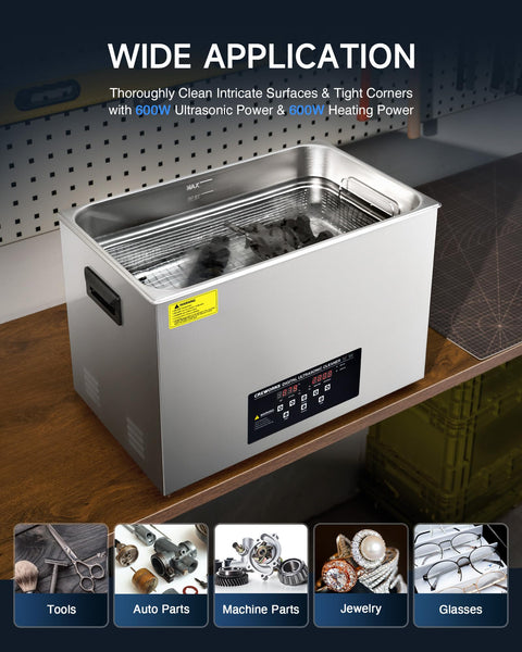 CREWORKS 6L Digital Ultrasonic Cleaner, 1.6 gal. Ultrasonic Cleaning Machine with Degas & Gentle Modes, 180W Professional Ultrasound Cleaner with 300W Heater and Timer for Glasses