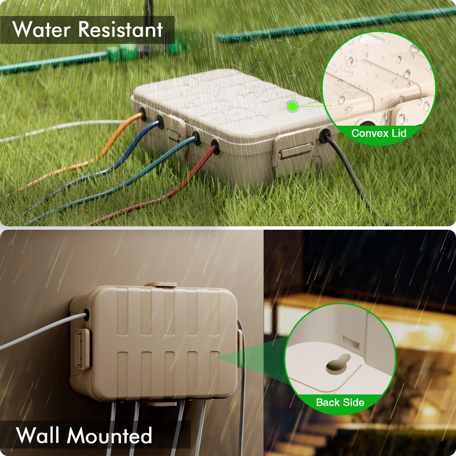 RESTMO Extra Large Waterproof Electrical Box, IP54 Weatherproof Outdoor Outlet Cover, Protect Outlet, Plug, Timer, Power Strip (Not Included), Holiday Light Decoration, 32 x 22 x 13 cm, Black