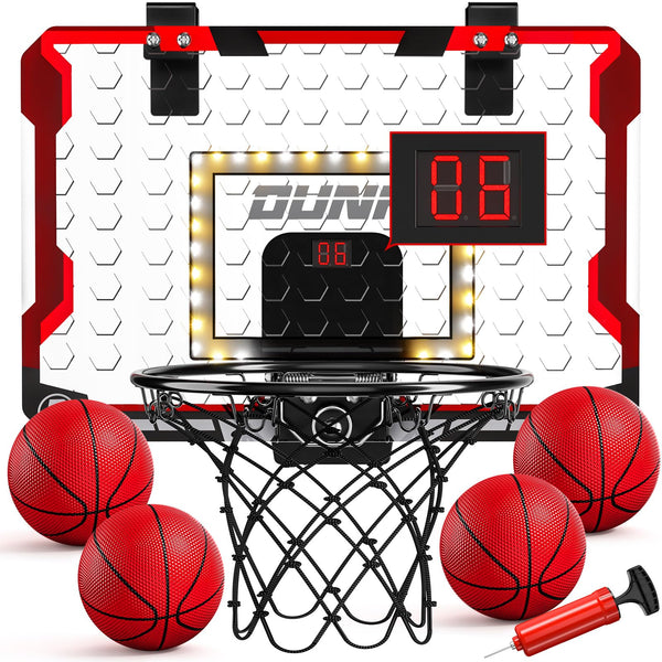 TEMI Basketball Hoop Indoor With 4 Balls, Over The Door for Kids and Adults, Toy Gift for Boys Girls Age 3-12 Years