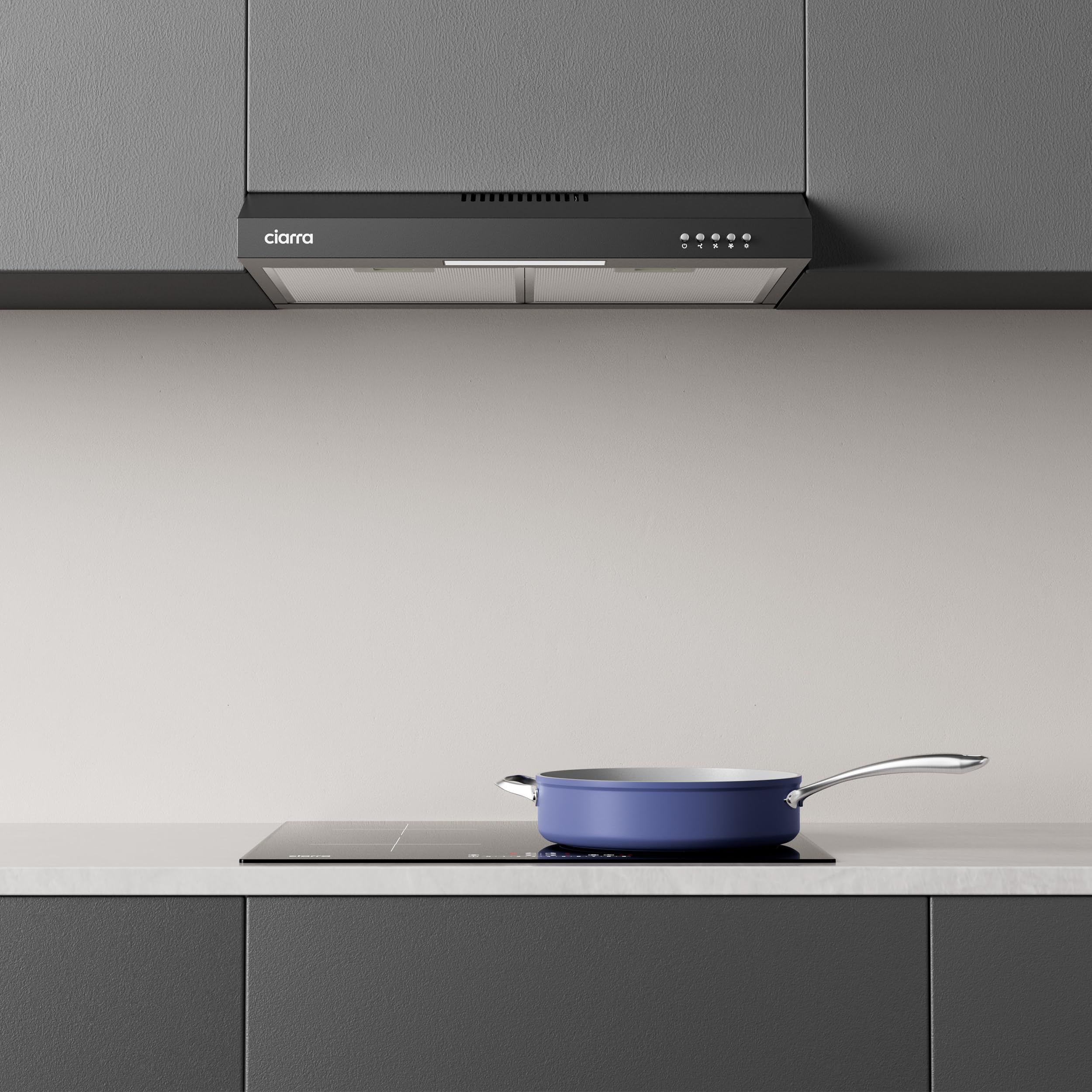 CIARRA 60cm Visor Cooker Hood Undercabinet Hoods Stainless Steel Wall Mounted Kitchen Extractor Fan Model CBCS6903