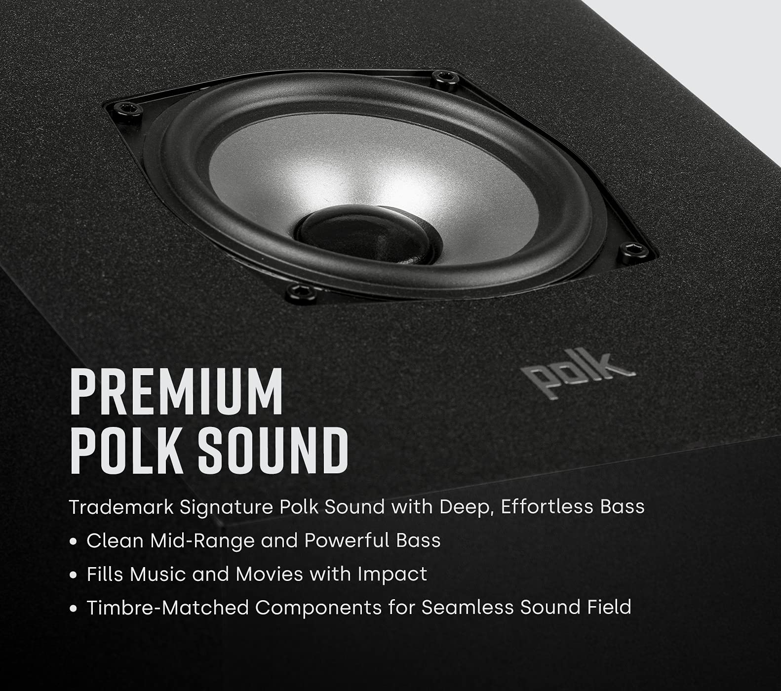 Polk Audio Polk Monitor MXT60 Compact Tower Speaker, HiFi and Home Cinema Speaker, Hi-Res Certified, Dolby Atmos and DTS:X Compatible (1 piece)