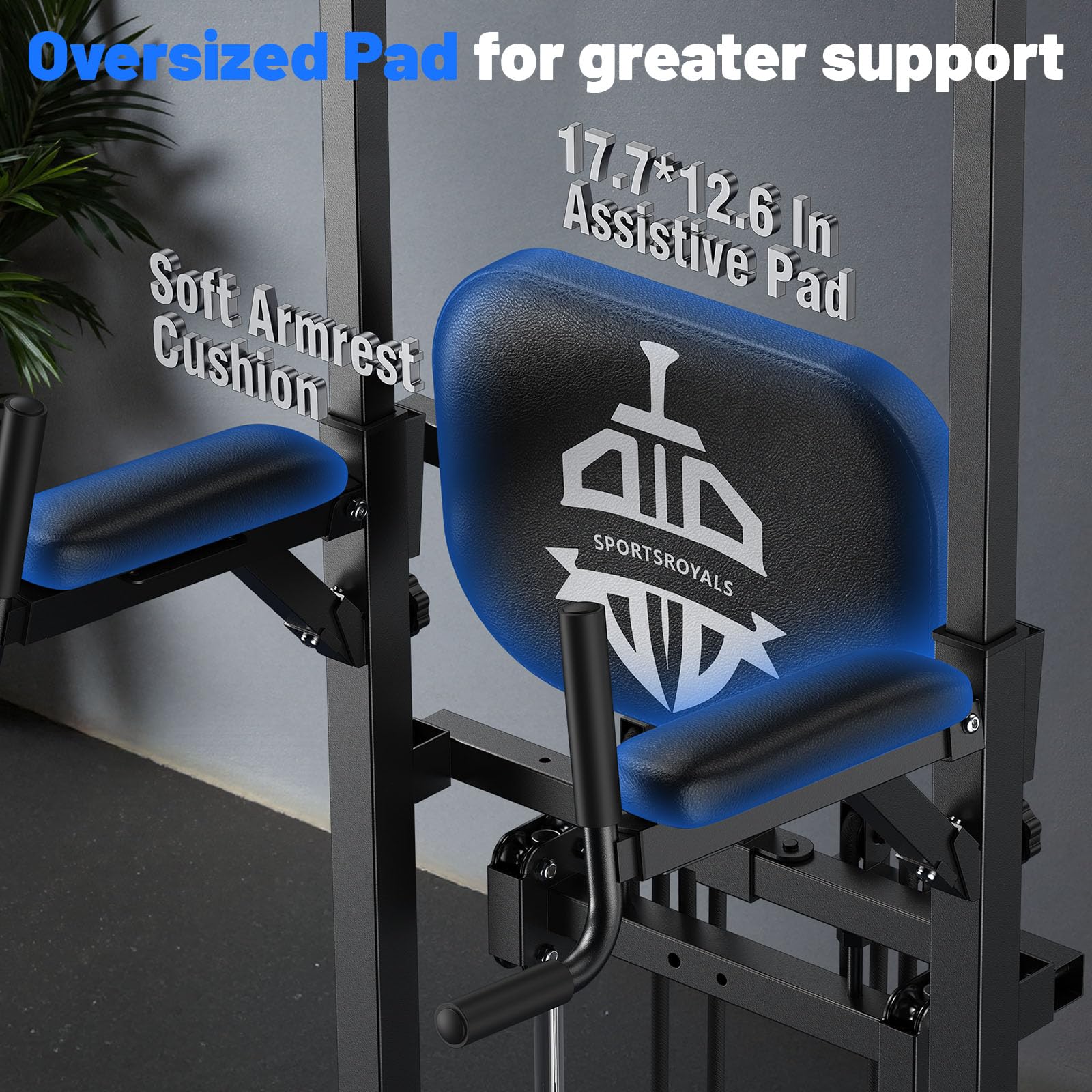 Sportsroyals Power Tower Pull Up Bar Station, 450LBS Stable Pull Up Dip Station for Home Gym Strength Training Equipment