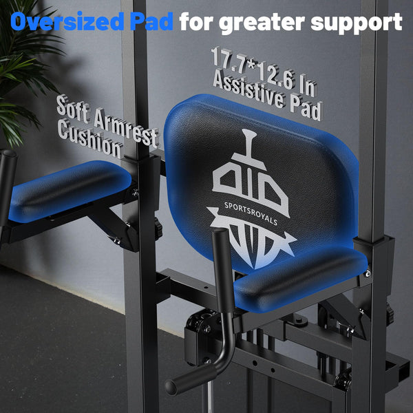 Sportsroyals Power Tower Pull Up Bar Station, 450LBS Stable Pull Up Dip Station for Home Gym Strength Training Equipment