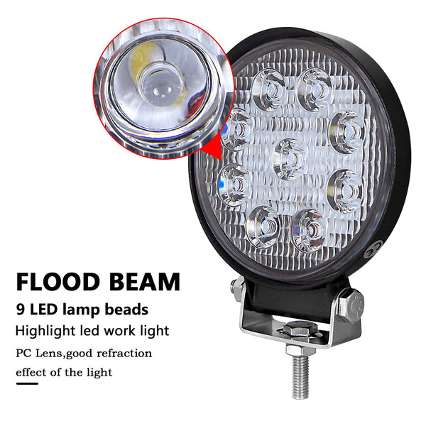 RIGIDON 2 Pcs Round Led Work Light, 4 inch 42W Flood Beam, 12V 24V Driving Lights Lamp for Car Off Road Boat Truck 4x4 SUV ATV Tractors Excavator, 6000K White, Fog Lamp