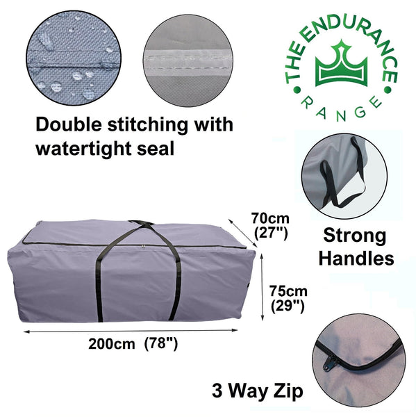Kingsbridge Garden Furniture Cushion Storage Bag, 600D Fabric, Double Stitching, Heavy Duty, Moisture Resistant LxWxH 200 x 70 x 75cm (use