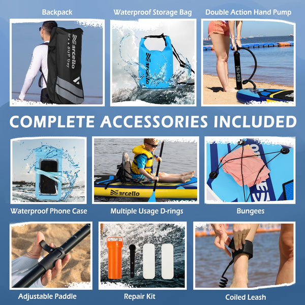 Paddle Board, Inflatable Stand Up Paddle Board, 10‘6/11' ×33"×6" Ultra-light SUP Board with Hand Pump, Leash, Repair Kit, Waterproof Phone Case and Waterproof Bag, Paddle Board for Adults