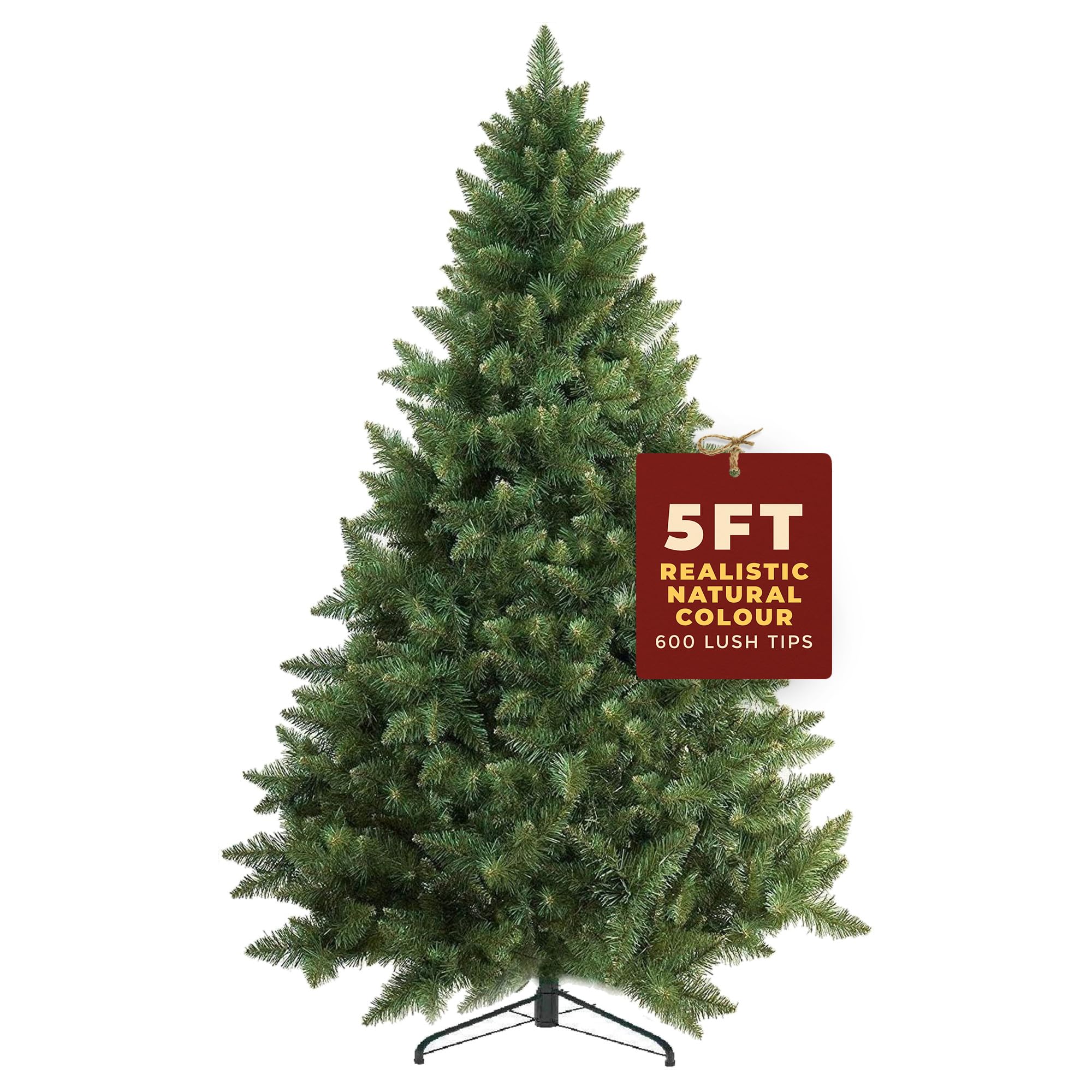 Artificial Christmas Tree 6FT – 700 Tips Full & Realistic Green Xmas Tree with PVC Branches, Metal Stand – Easy Setup 6 Foot Christmas Tree for Living Rooms