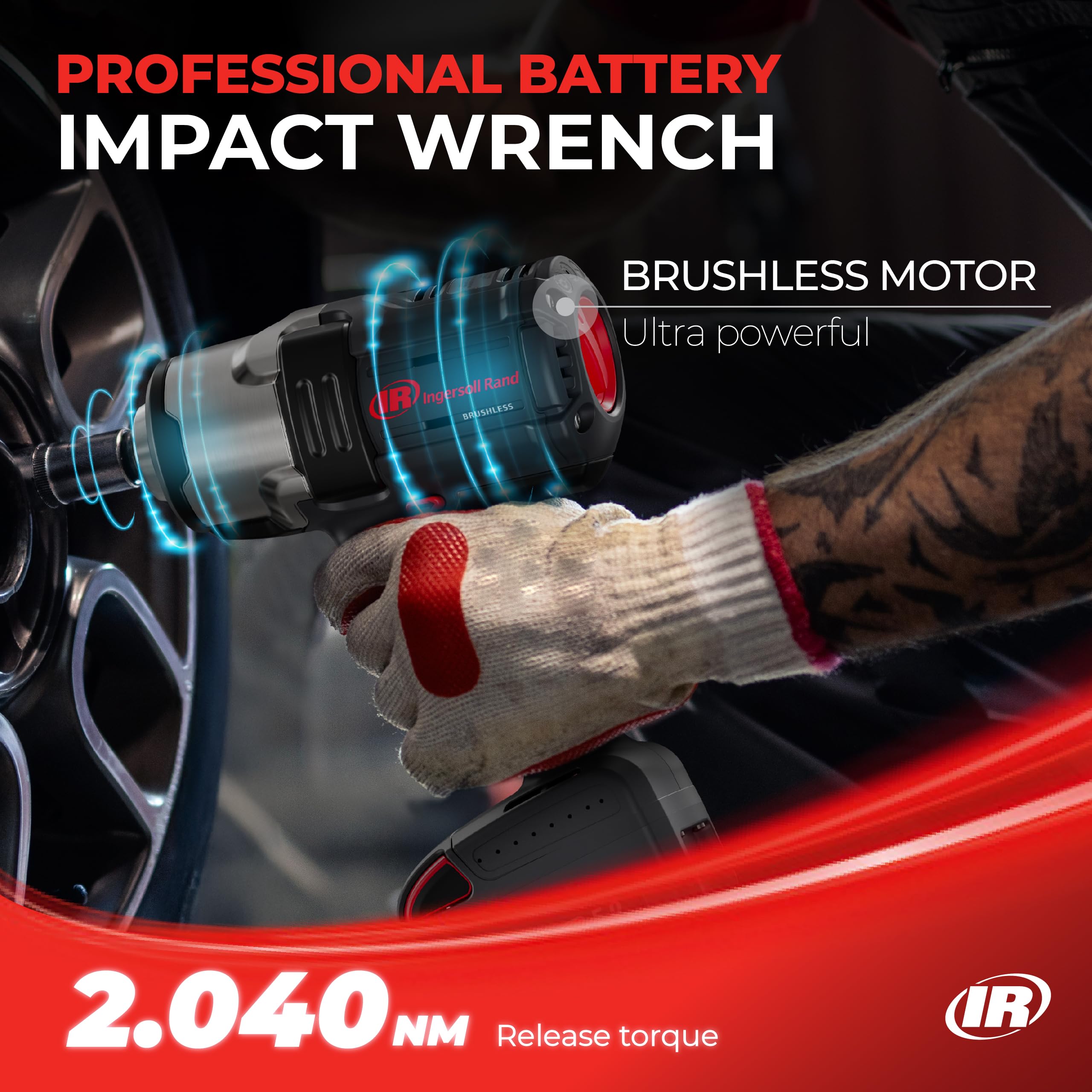 Ingersoll-Rand W7172-K22B-EU Impact Wrench, 3/4 Inch 20V Cordless Impact Wrench, 2X BL2022 Li-Ion Batteries 5.0 Ah + Charger Kit (UK Plug) in Case