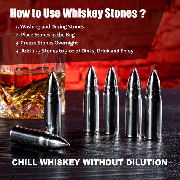 exreizst Whiskey gift sets for Men Husband Groomsmen Gifts Wedding Men Birthday Gift Ideas from Wife - Stainless Steel Whiskey Stones & whisky gift