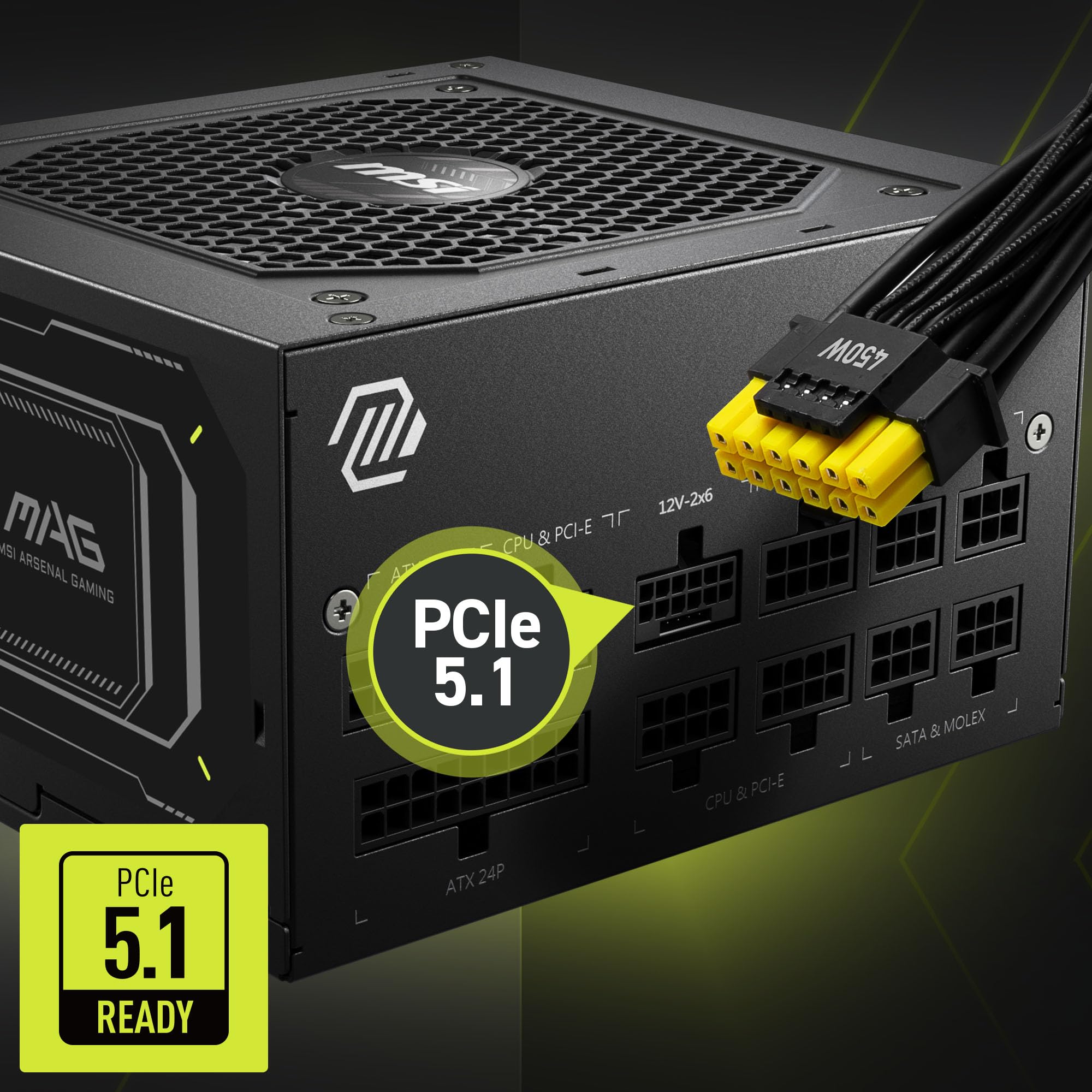 MSI MPG A1000G PCIE5 Power Supply Unit, UK Plug - 1000W, 80 Plus Gold Certified, Fully Modular ATX 3.0, PCIe 5.0 GPU Support, Japanese 105°C Capacitors, 0% RPM Mode, Flat Cables - 10 Year Warranty