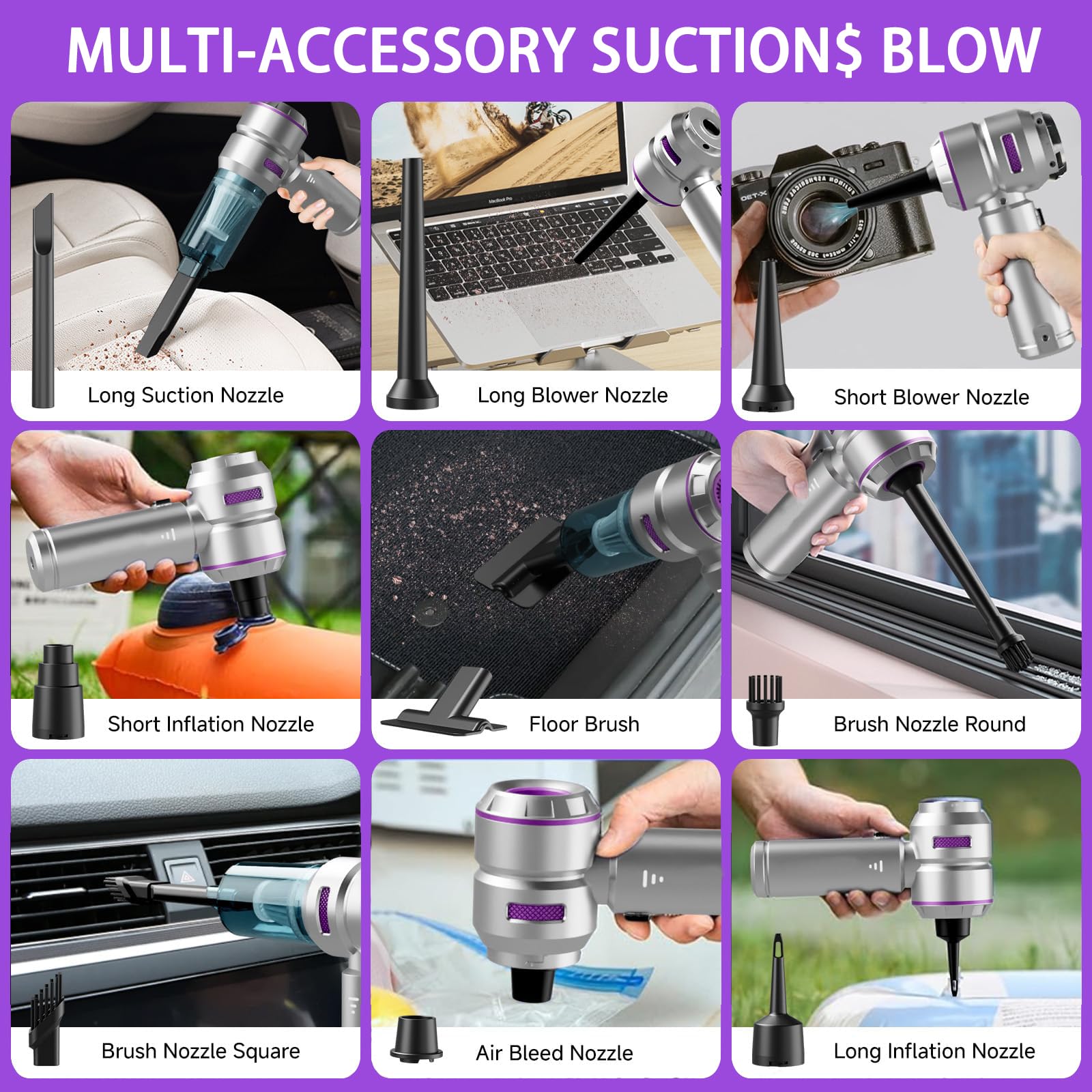 Lyiazsoy Car Vacuum Cleaner,22000PA High Power Mini Vacuum Cleaner,Rechargeable Handheld Vacuum,Portable Cordless Compressed Air Duster Air Blower for Car Home (Gold black)