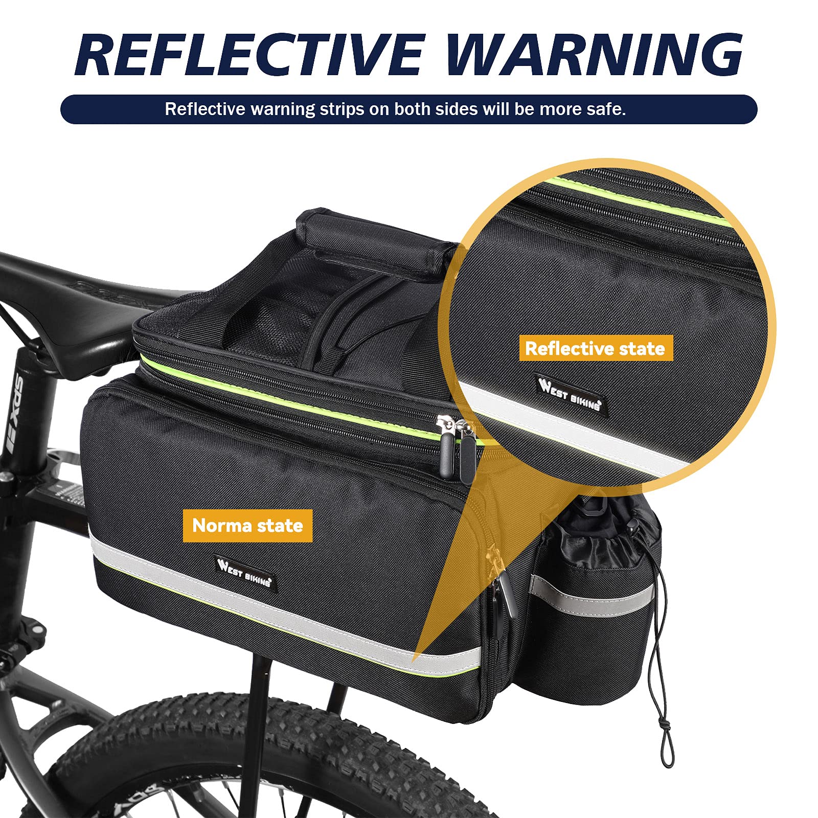 UBORSE Bike Pannier Bag Bike Rear Seat Trunk Bag 35L Waterproof Extended Cycling Storage Bag Pannier Rack for MTB Mountain Bike