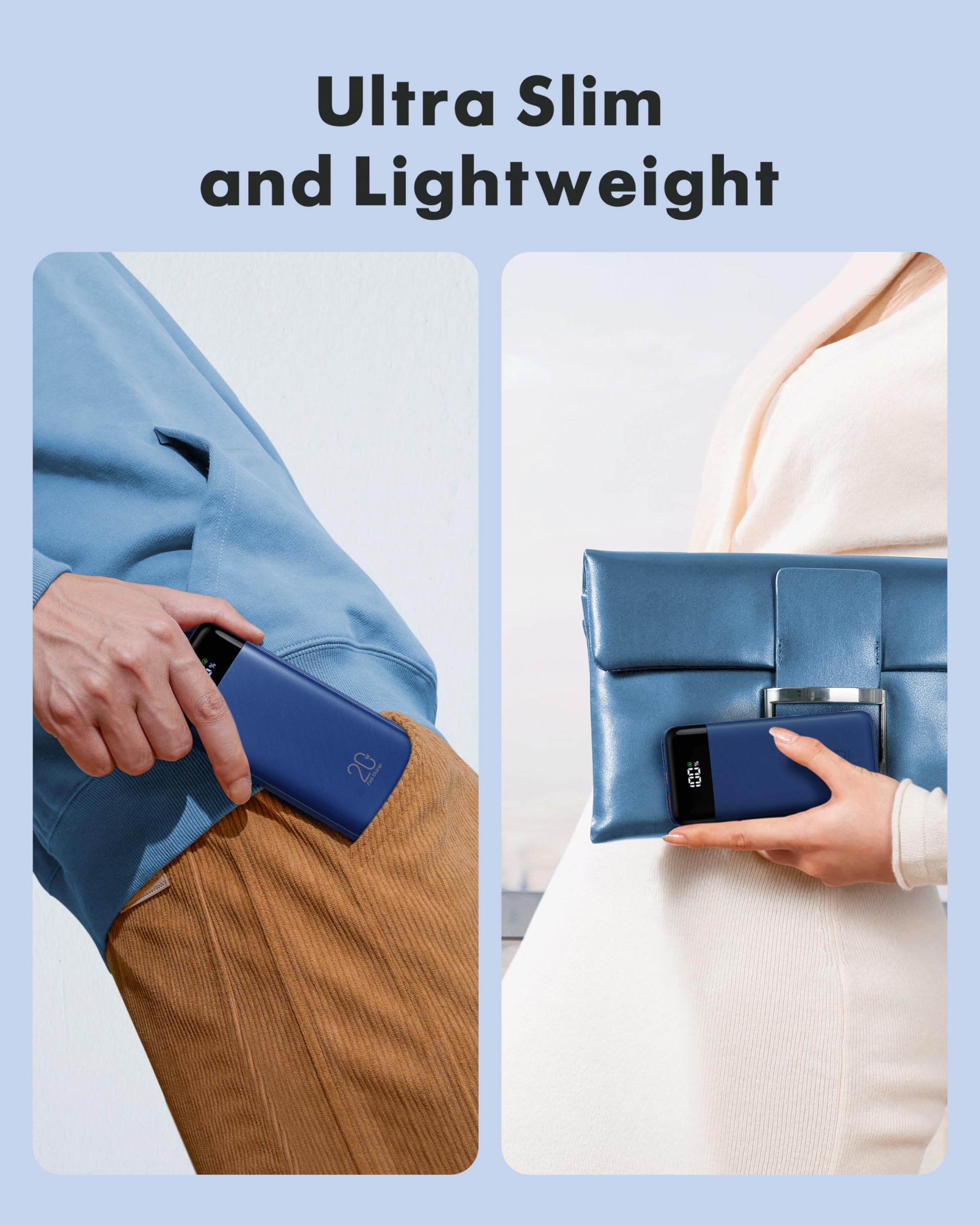 Charmast Power Bank 20000mAh with built-in Cables,Fast Charging 20W PD QC Quick Charge Portable Charger USB C compatiable with Smartphones Tablets and More