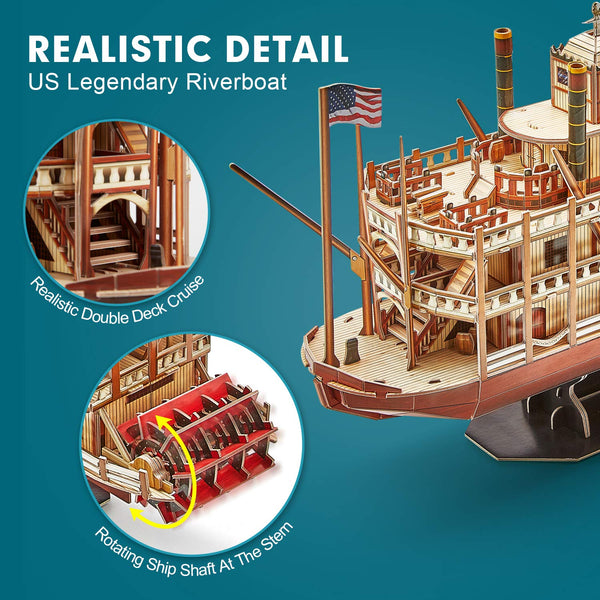 CubicFun LED Pirates of the Caribbean Flying Dutchman Model Kits for Adults to Build 3D Jigsaw Puzzles Ship Model Building Gifts for Adults Kids Girls Boys - 360 Pieces