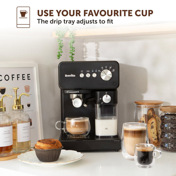 Breville One-Touch CoffeeHouse Coffee Machine | Espresso, Cappuccino & Latte Maker | 19 Bar Italian Pump | Automatic Milk Frother | ESE Pod Compatible | Black [VCF107]