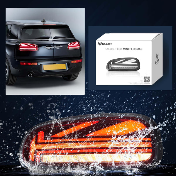 VLAND LED Tail Light Compatible with BMW Mini Cooper F55 F56 F57 2014-2021, Rear Lights with Sequential Turn Signal, Electroplated housing, Red