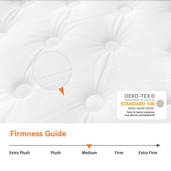 TeQsli Super King Size Mattress 6FT, 10 Inch Gel Memory Foam 7 Zone Orthopedic Super King Mattress Pocket Sprungs Wave Memory Foam Hybrid - Medium Firm 10-Year Support 180x200x25 cm