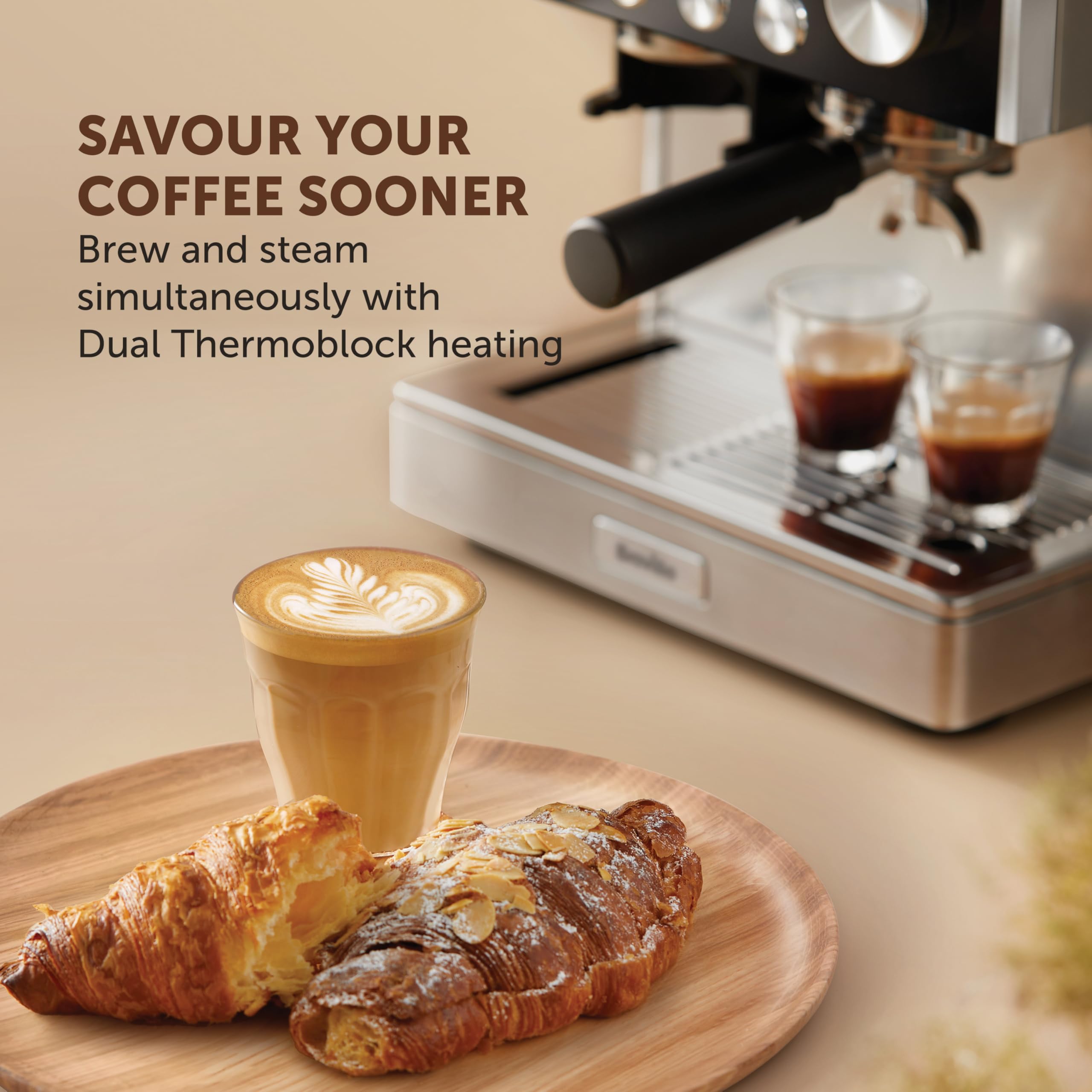 Breville Barista Max Espresso Machine | Latte & Cappuccino Coffee Maker with Integrated Bean Grinder & Steam Wand | 2.8 L Water Tank | 15 Bar Italian Pump | Stainless Steel