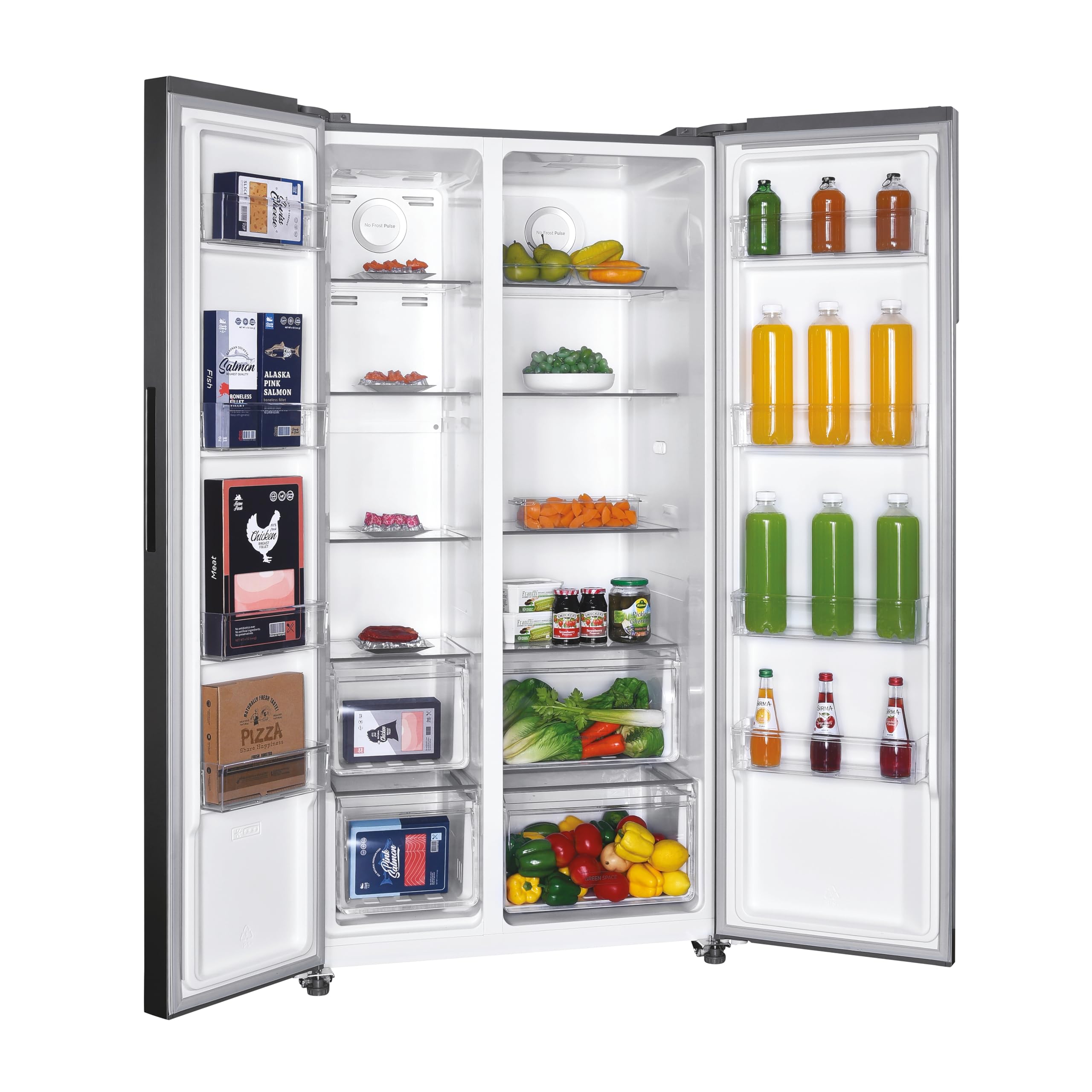 Hoover H-FRIDGE 500 MAXI Freestanding American Fridge Freezer with Water Dispenser, Side by Side, Total No Frost Technology, E Class, 532L Total Capacity, Inox, 91x67x177 cm - HHSBSO6174XWDK-1