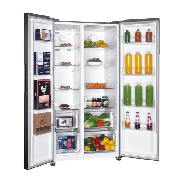 Hoover H-FRIDGE 500 MAXI Freestanding American Fridge Freezer with Water Dispenser, Side by Side, Total No Frost Technology, E Class, 532L Total Capacity, Inox, 91x67x177 cm - HHSBSO6174XWDK-1