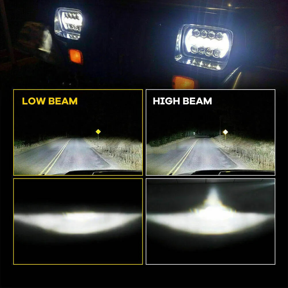 5X7" 7x6 Inch Rectangle LED Headlight DRL Brightest For Toyota Pickup Truck Toyota Pickup MR2 Celica Supra Nissan 240SX