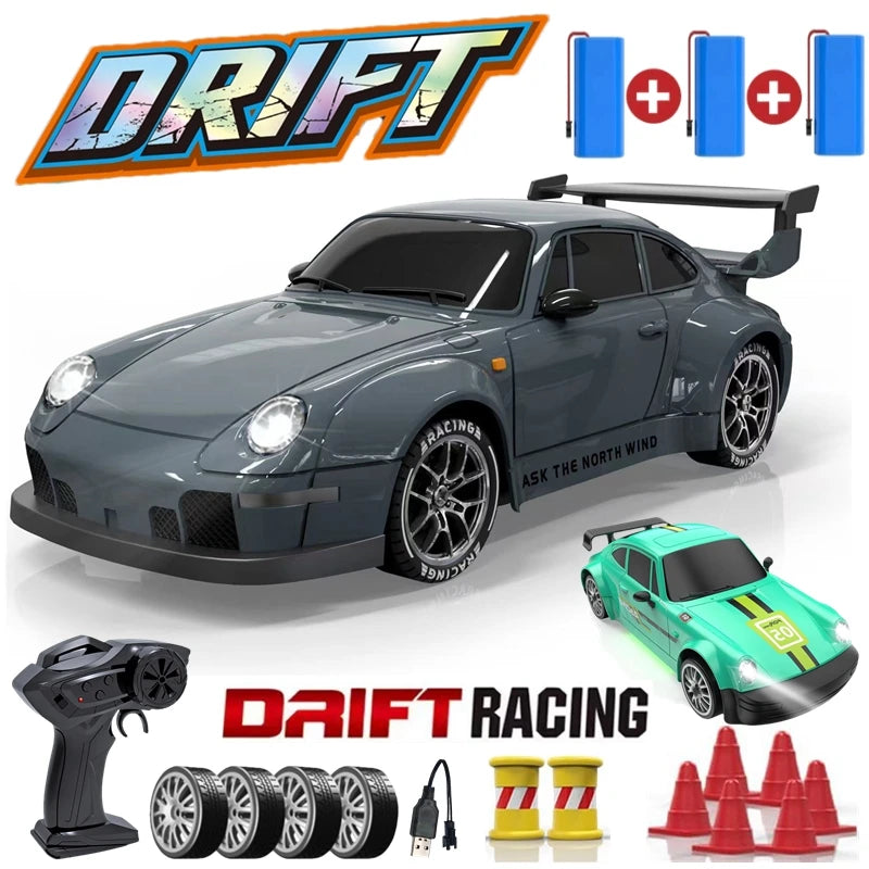 4WD RC Drift Car With LED Light 2.4G Radio 20KM/h High Speed Remote Control Racing Cars Vehicle Model Toy Gift for Boy Girl Kid