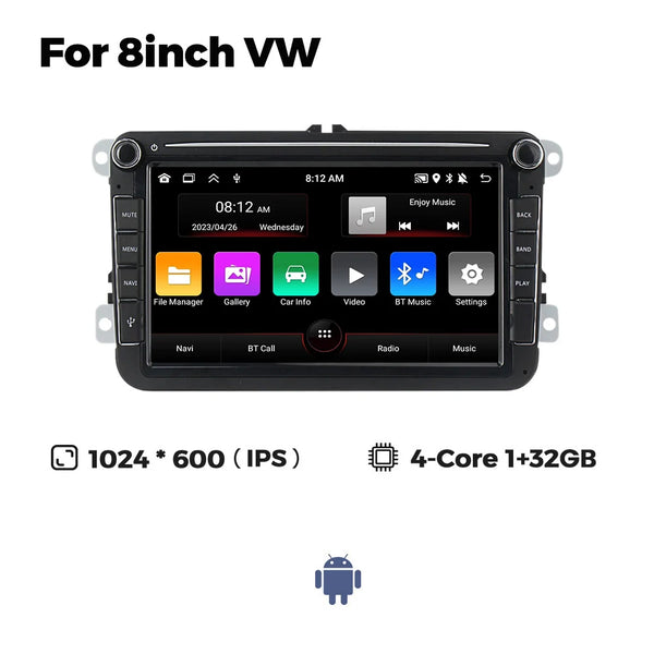 Android 13 Wireless Carplay Auto Car multimedia player IPS Screen GPS WIFI 7/8/9'' Car Radio For VW Passat golf Polo Jetta Skoda