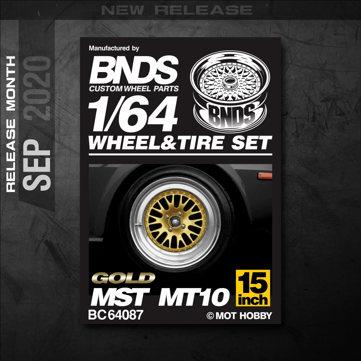 1/64 Alloy Wheels With Rubber Tires By BNDS Assembly Rims Modified Parts for Model Car Refitted VIP Style No.64053-64088