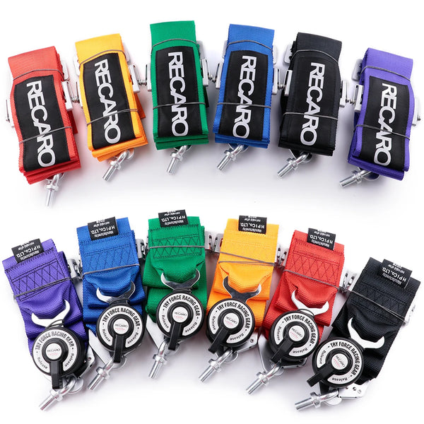 Racing JDM 4 Point 3 Inch Seat Belt Adjustable Sport Drift Snap-On Harness Quick Release Shoulder Strap Seatbelt for RECARO
