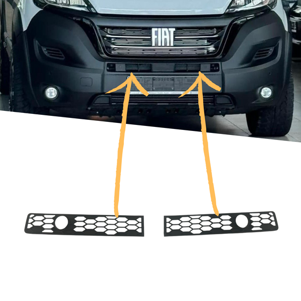 For Fiat Ducato Bumper Honeycomb - Matte Black, Compatible with Bumper with Parking Sensors