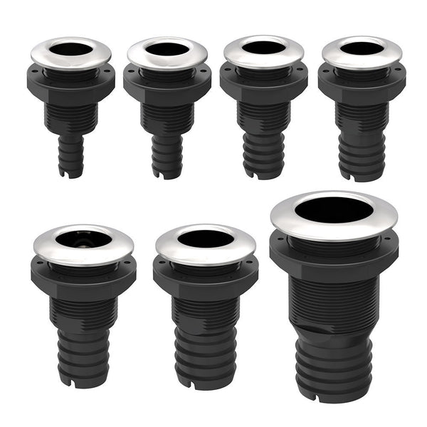 Seaflo Hybrid Thru-Hull Black Composite Stainless 1½ in